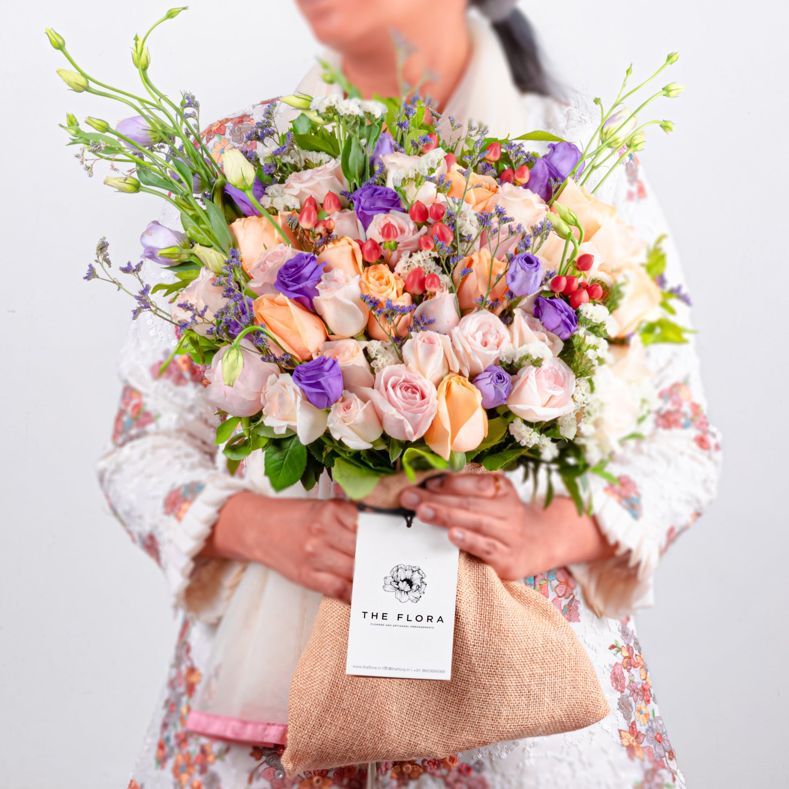 Pastel Reverence: Mother's Day Special Bouquet with Scroll Message & Twin Chocolates