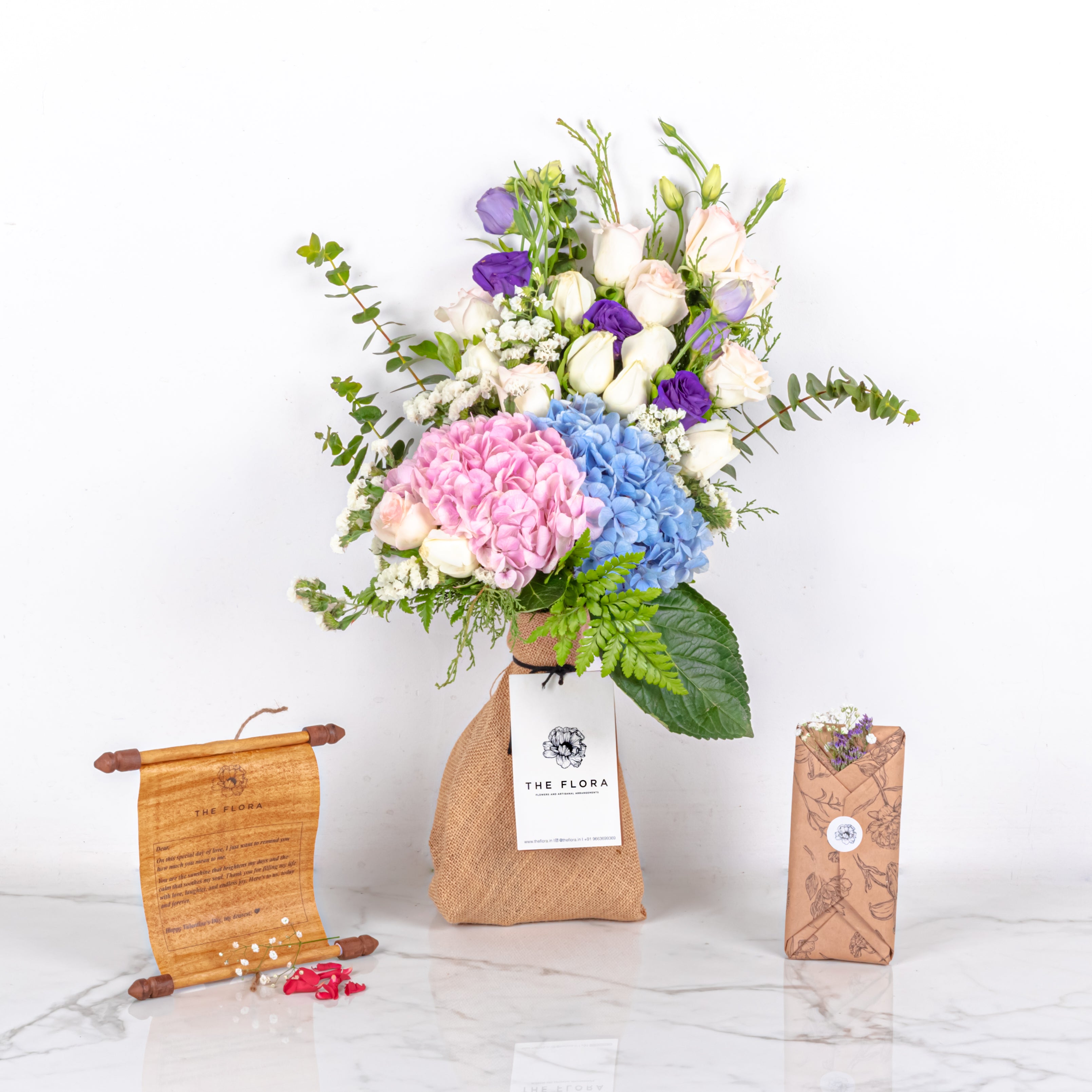 Gratitude Garden: Mother's Day Special Bouquet with Scroll Message & Twin Chocolates