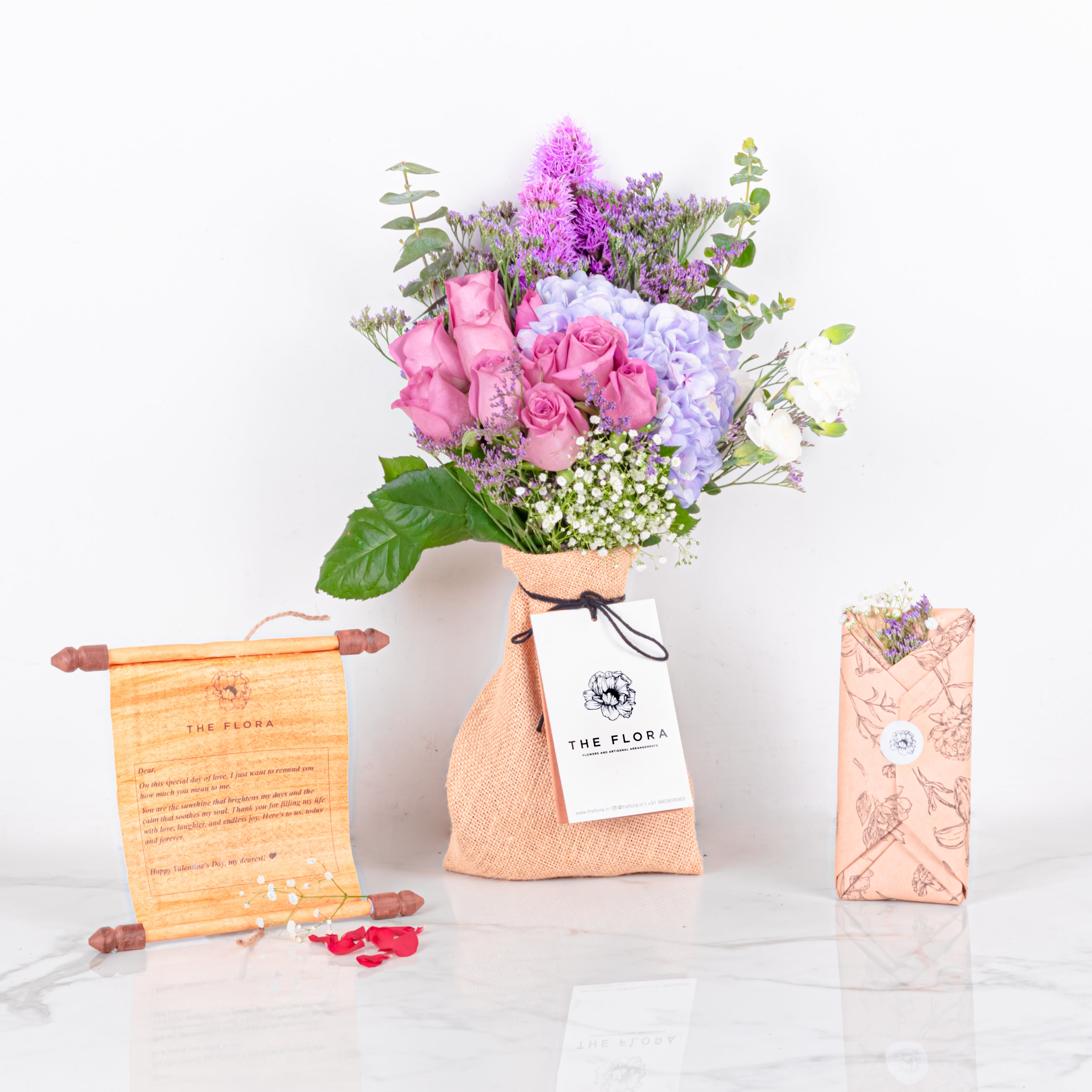 Grace Palette: Mother's Day Special Bouquet with Scroll Message & Twin Chocolates
