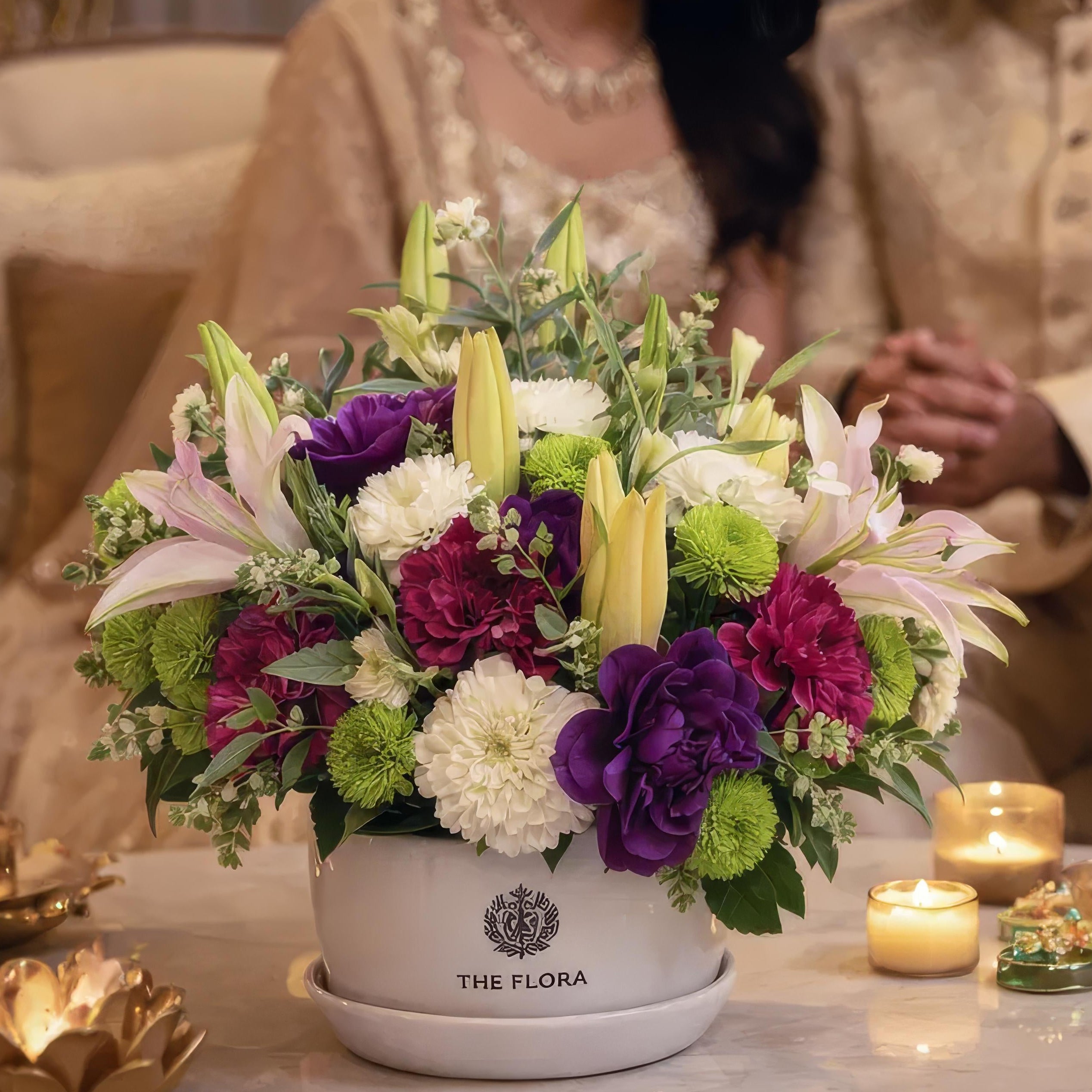 Blush pink carnations button chrysanthemums anniversary floral decor