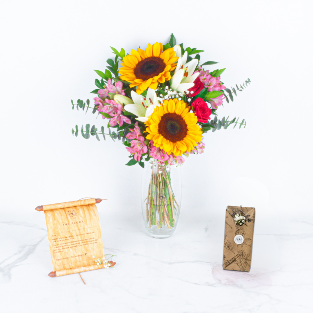 Sunlit Whisper: Women's Day Special Bouquet with Scroll Message & Twin Chocolates