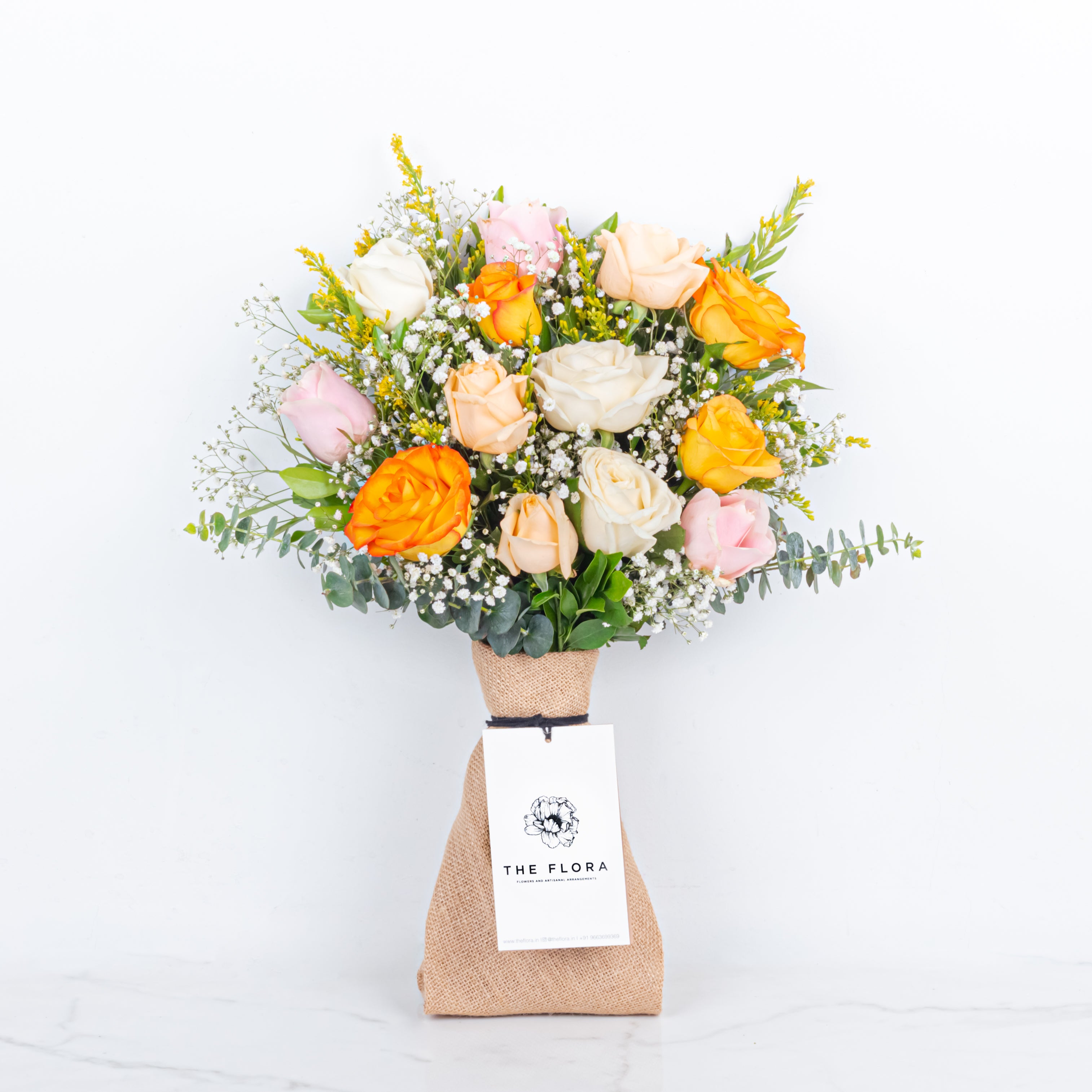 Amber Embrace: Women's Day Special Bouquet with Scroll Message & Twin Chocolates