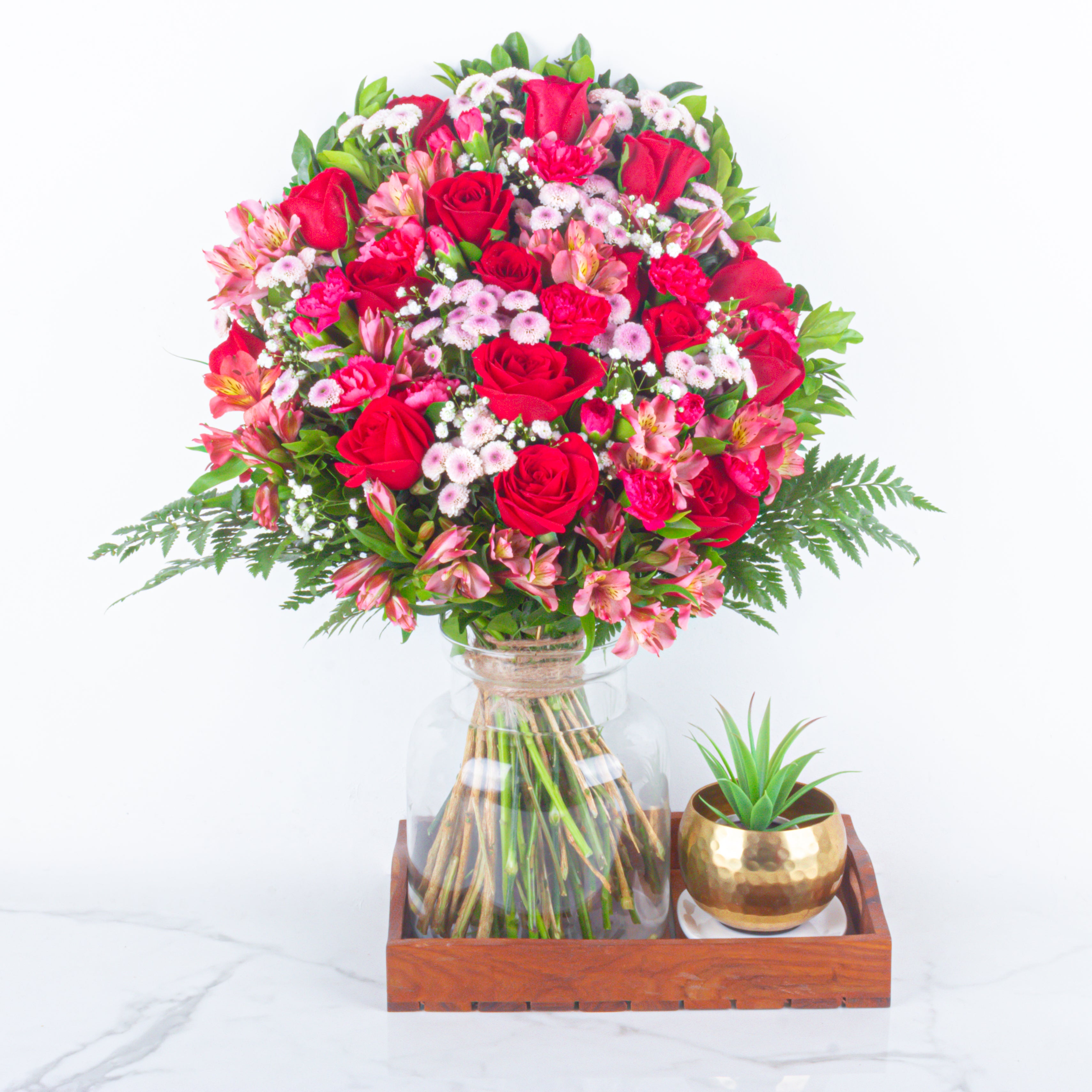 Endless love: Valentine’s Special Bouquet with Scroll Message & Heart Candles