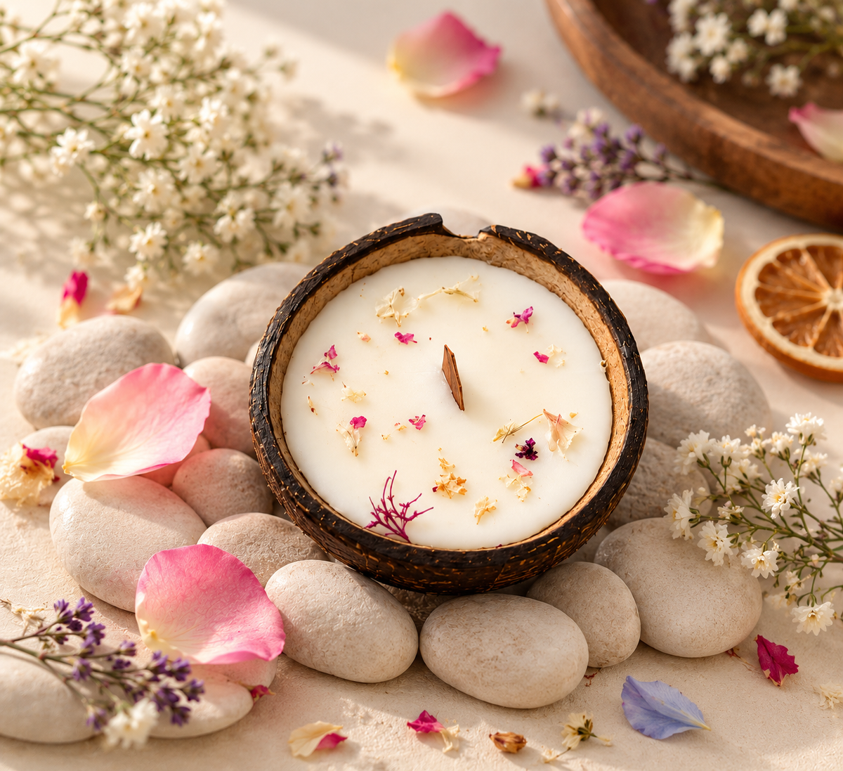 Handcrafted Fragrant candles in Coconut shells//Bangalore