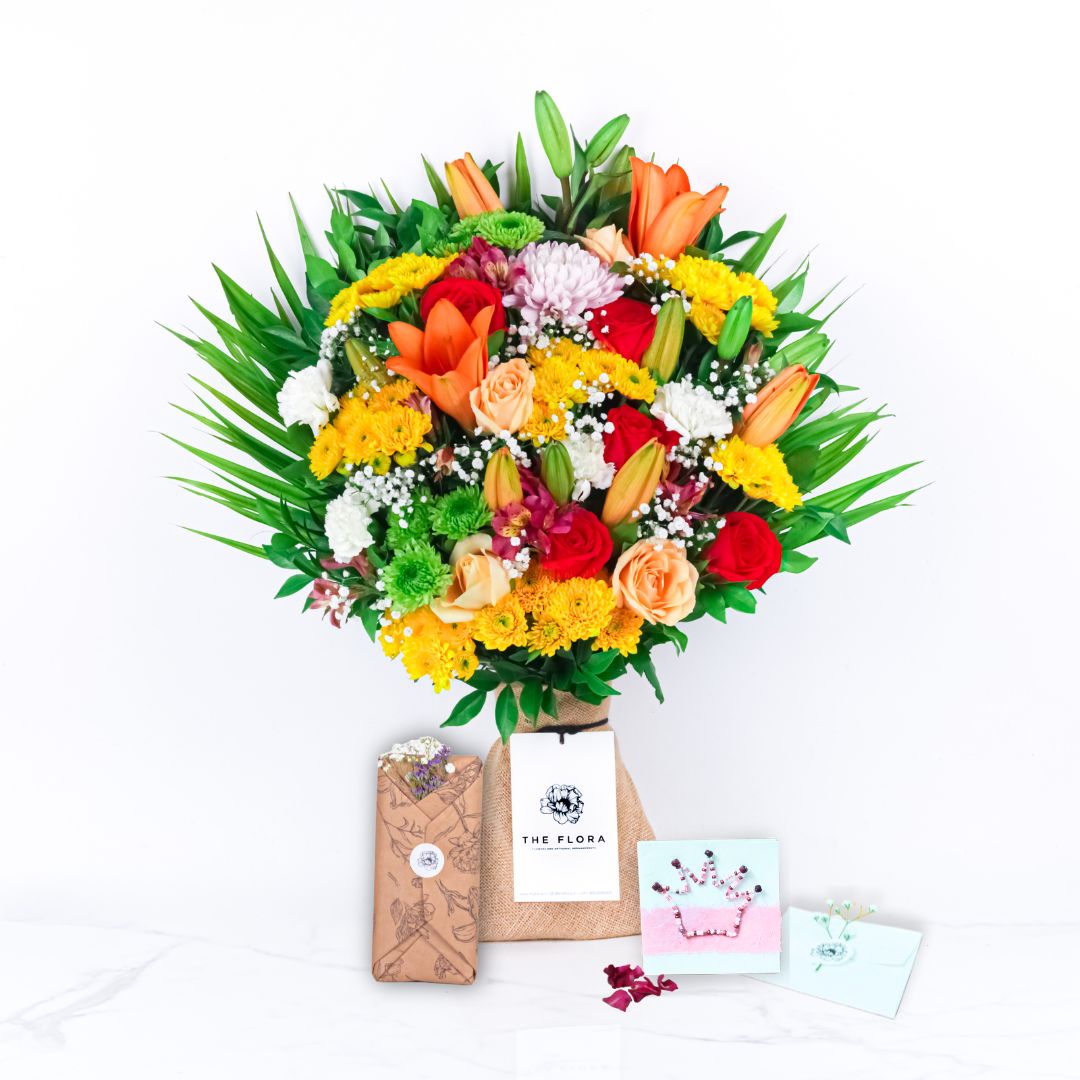 Golden Heart: Mother's Day Special Bouquet with Message Card & Twin Chocolates