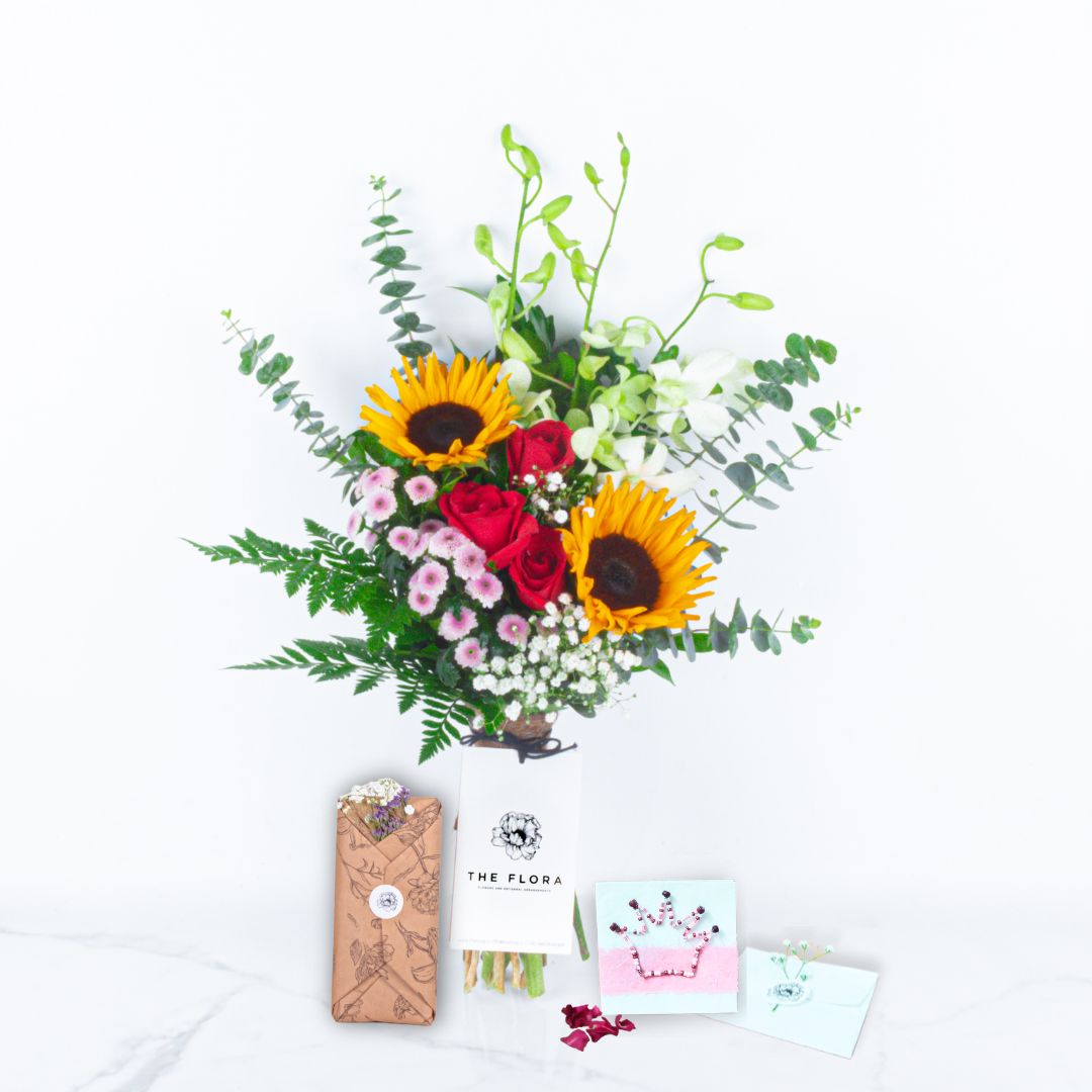 Sunny Sentiments: Mother's Day Special Bouquet with Message Card & Twin Chocolates