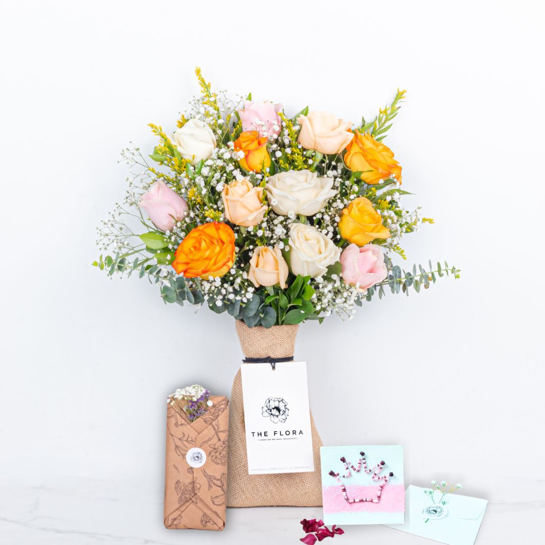 Amber Embrace: Mother's Day Special Bouquet with Message Card & Twin Chocolates