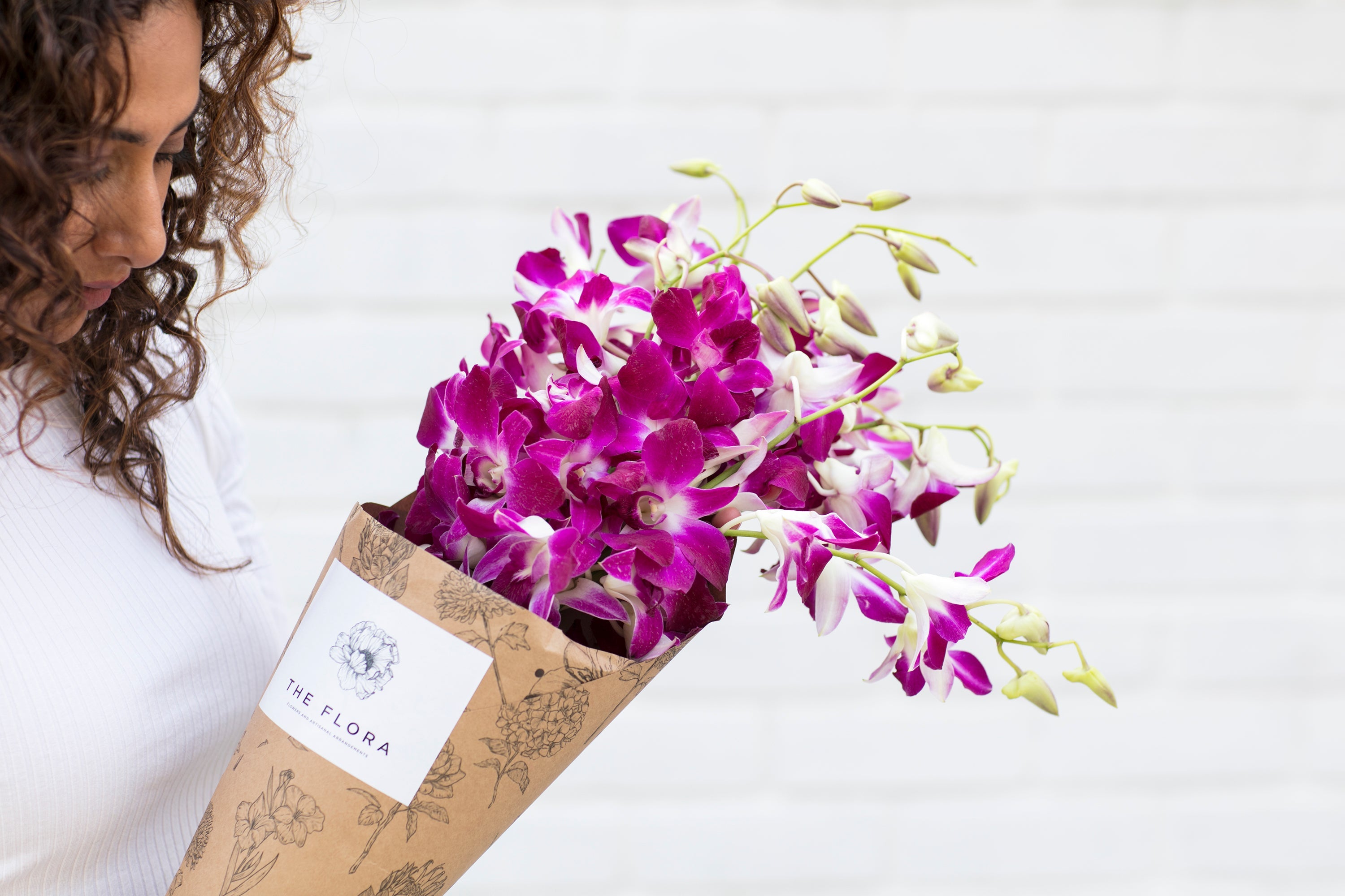 Diwali Orchid Radiance (Cutflowers with hand-rolled Beeswax candles, Pineapple Paprika Chocolate & The Flora Vase) //Delhi